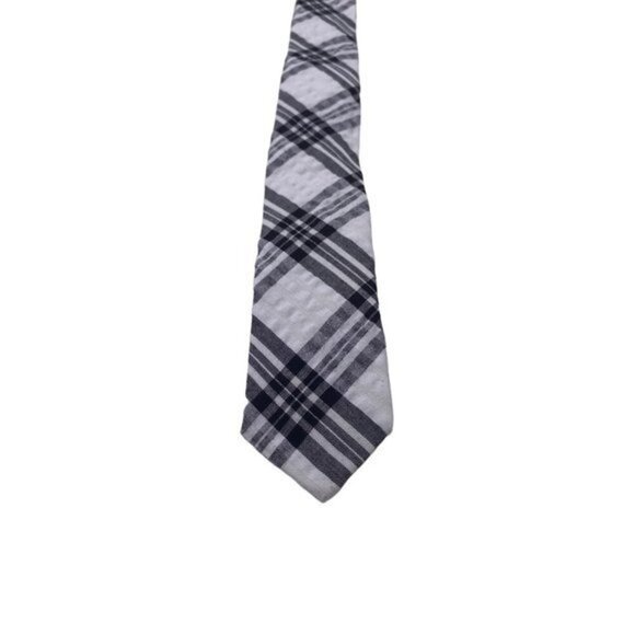 Skinny Tie Madness‎ - Men’s Plaid Tie Black White SKM2116 - Picture 1 of 11